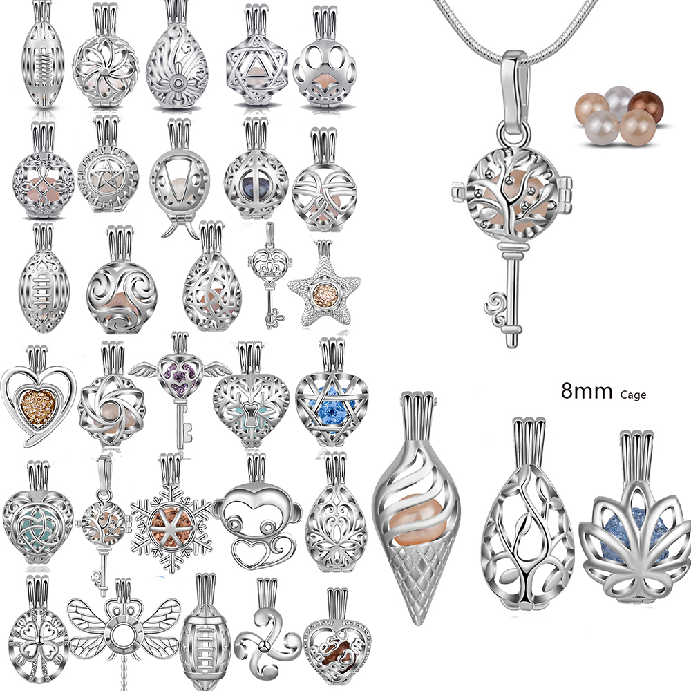 Diffuser Necklace Locket - EUDORA Pearl Cage Silver Color Locket